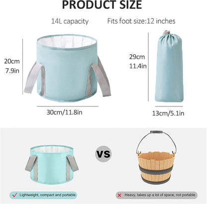Foldable Foot Bath Tub Blue, Portable for Home Travel Camping Spa Care, 30x20cm V1188-MS-325-1511