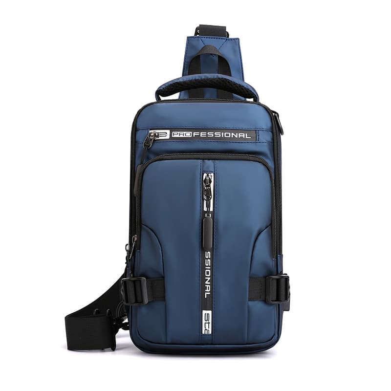 Multifunctional Water Resistant Shoulder Bag with USB Charging Port for Men and Women, Blue V1188-MS-325-1518