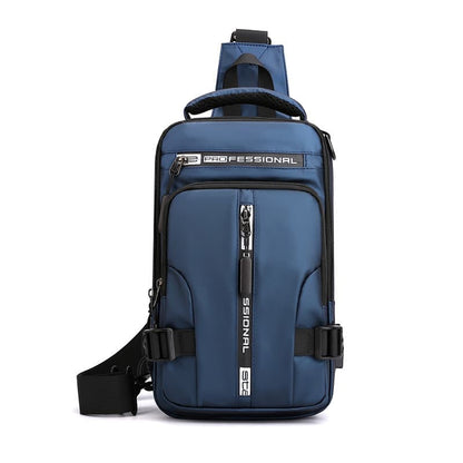 Multifunctional Water Resistant Shoulder Bag with USB Charging Port for Men and Women, Blue V1188-MS-325-1518