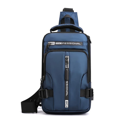 Multifunctional Water Resistant Shoulder Bag with USB Charging Port for Men and Women, Blue V1188-MS-325-1518