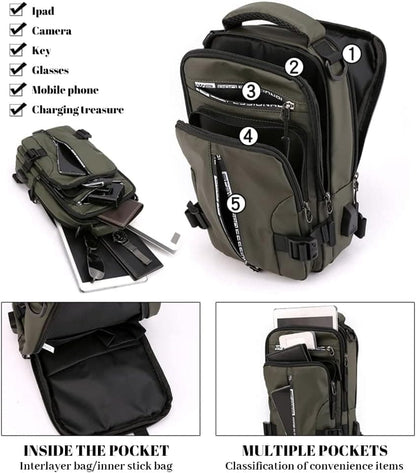 Multifunctional Water Resistant Shoulder Bag with USB Charging Port for Men and Women, Blue V1188-MS-325-1518