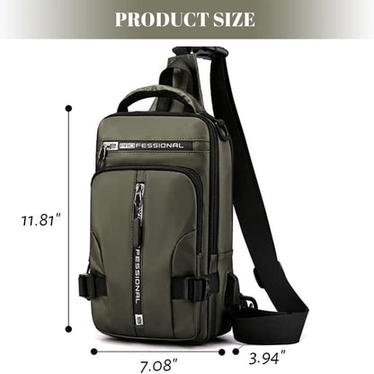 Multifunctional Water Resistant Shoulder Bag with USB Charging Port for Men and Women, Blue V1188-MS-325-1518
