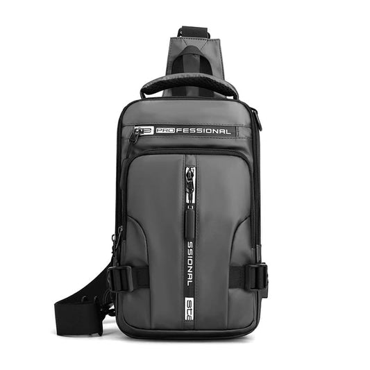 Men's Water Resistant Shoulder Bag with USB Charging Port, Cross Body Bag for Men and Women, Gray V1188-MS-325-1520