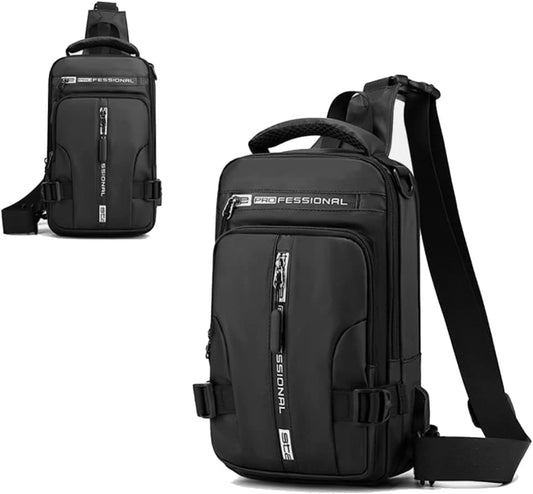 Men's Water Resistant Shoulder Bag with USB Charging Port, Cross Body Bag for Men and Women, Gray V1188-MS-325-1520