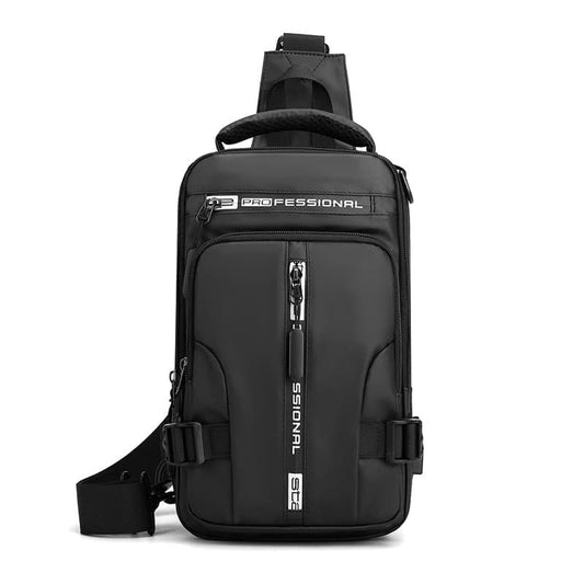 Men's Water Resistant Shoulder Bag with USB Charging Port, Cross Body Bag for Men and Women, Black V1188-MS-325-1521