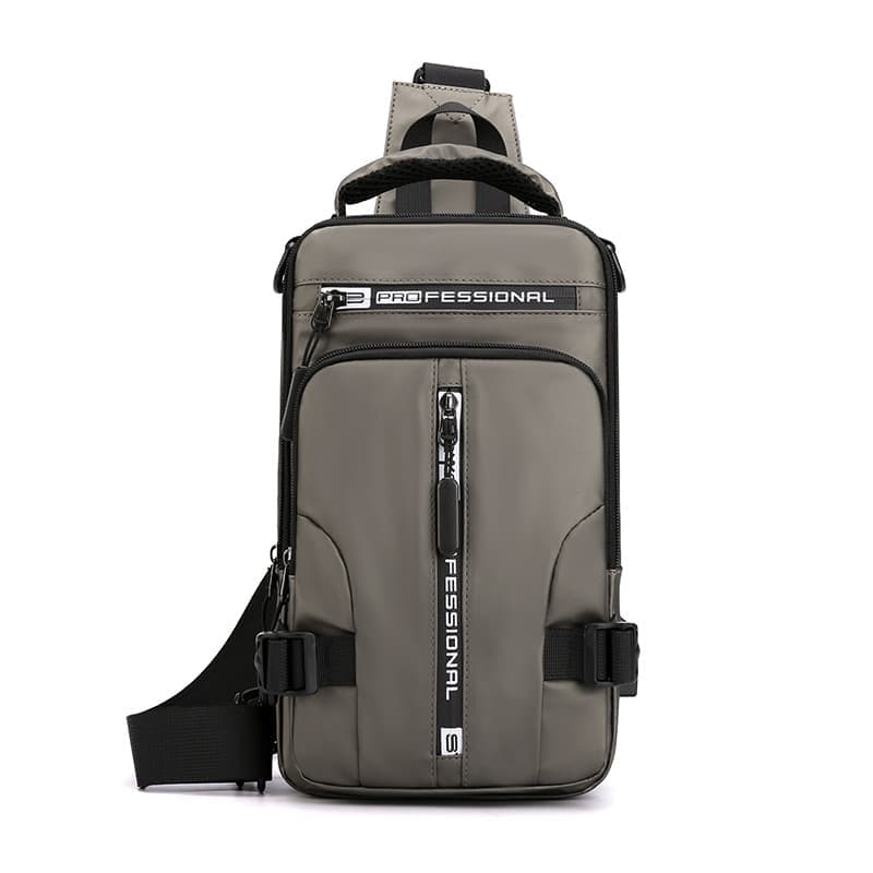 Multifunctional Water Resistant Shoulder Bag with USB Charging Port for Men and Women, Light Brown V1188-MS-325-1522