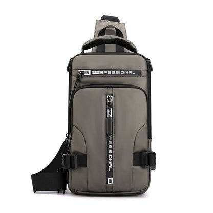 Multifunctional Water Resistant Shoulder Bag with USB Charging Port for Men and Women, Light Brown V1188-MS-325-1522