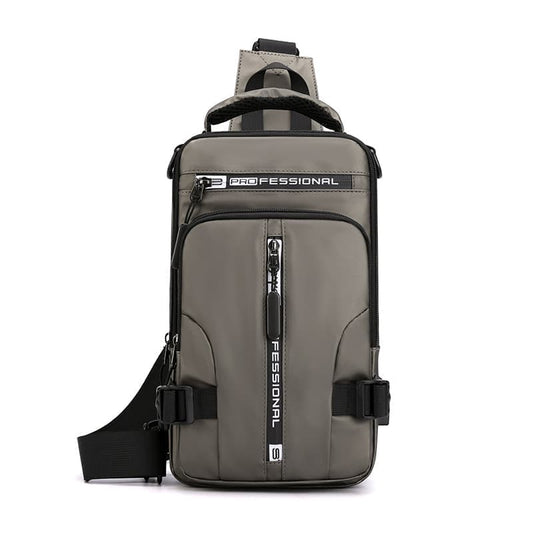 Multifunctional Water Resistant Shoulder Bag with USB Charging Port for Men and Women, Light Brown V1188-MS-325-1522