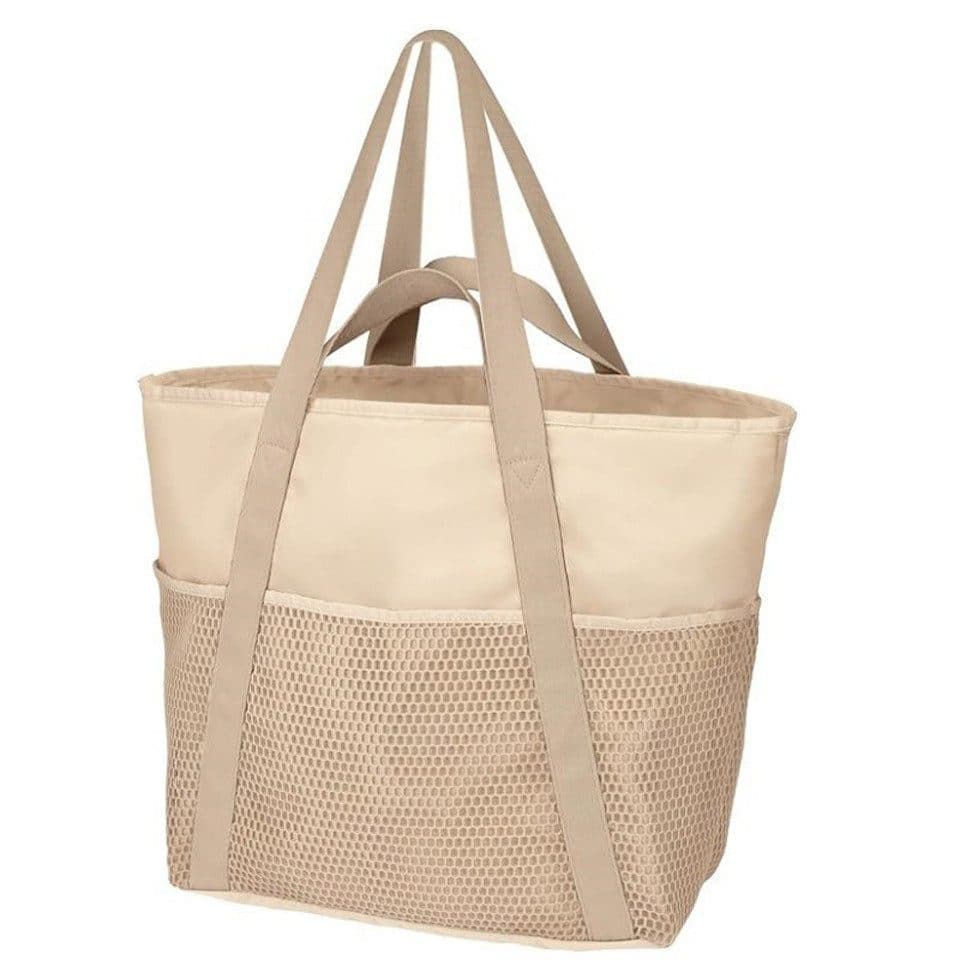 Waterproof Beach Bag for Women with Zipper Sand-Resistant Design Shoulder Strap, Beige V1188-MS-325-1525