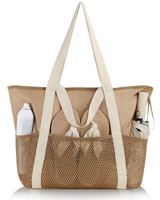 Waterproof Beach Bag for Women with Zipper Sand-Resistant Design Shoulder Strap, Perfect for Beach and V1188-MS-325-1526