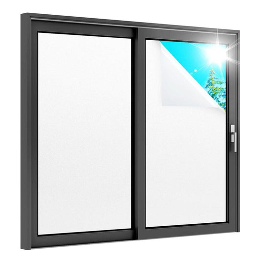 White Frosted Window Film for Bathrooms and Offices, Self-Adhesive Opaque UV Protection Privacy Film, 45cmx2m V1188-MS-325-1531