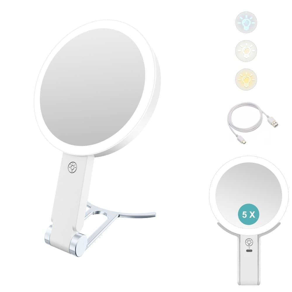 5X/1X LED Makeup Mirror with Adjustable Lighting, Double-Sided Magnifying Mirror for Makeup and Skincare V1188-MS-325-1539