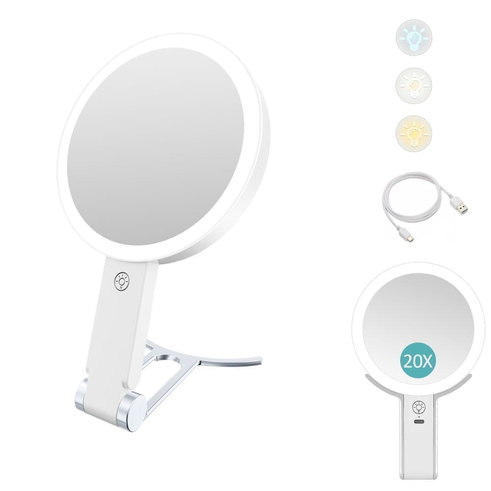 LED Makeup Mirror Double-Sided with Adjustable Light, 1x Magnifying Mirror for Skin Care, Compatible with All V1188-MS-325-1541