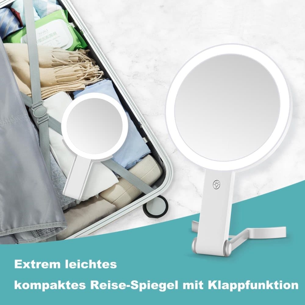 LED Makeup Mirror Double-Sided with Adjustable Light, 1x Magnifying Mirror for Skin Care, Compatible with All V1188-MS-325-1541