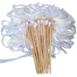 30 Pack Satin & Lace Ribbon Wands with Bells for Wedding & Party Decor, 30cm Beige V1188-MS-325-1543