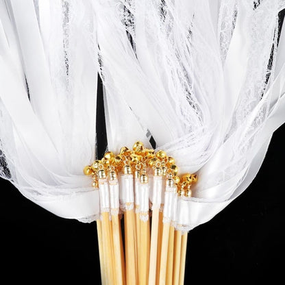 30 Pack White Satin & Lace Ribbon Wands for Wedding & Party Decor, 30cm V1188-MS-325-1546