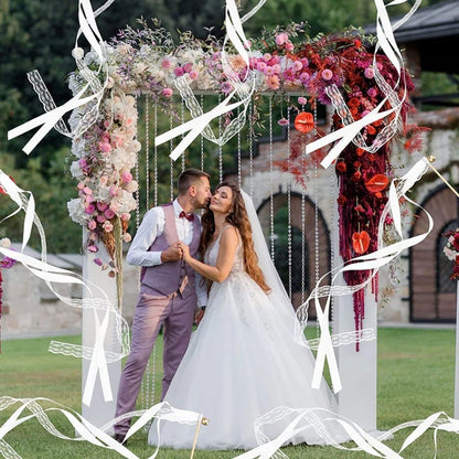 30 Pack Satin & Lace Ribbon Wands with Bells for Wedding Party Decor, 30cm V1188-MS-325-1547