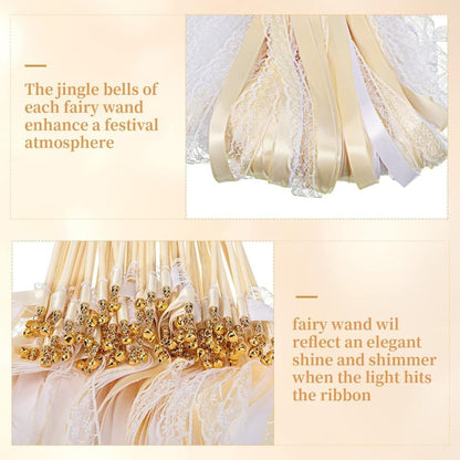 30 Pack Wedding & Party Decor Satin & Lace Ribbon Wands with Bells, 30cm Light Orange V1188-MS-325-1548
