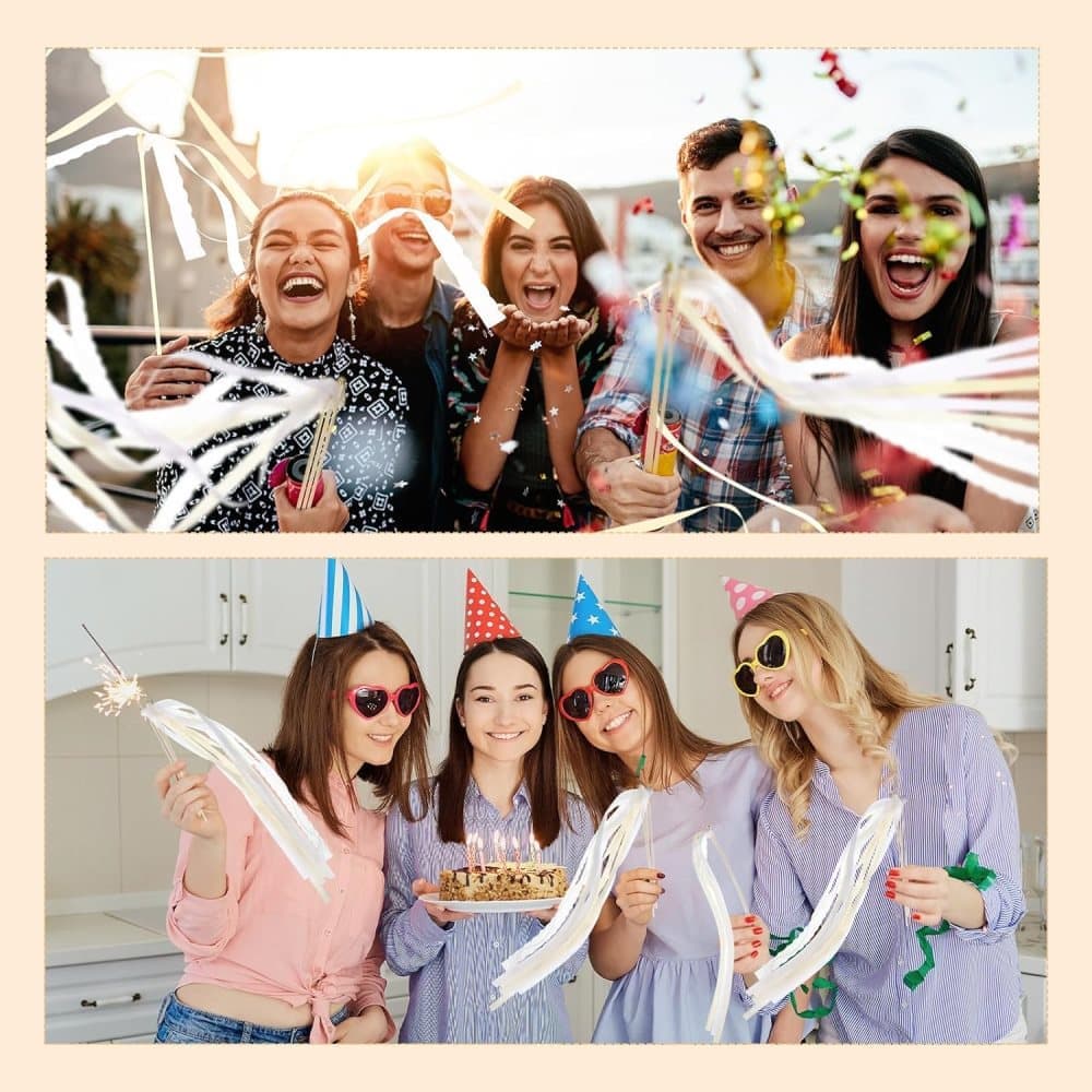 30 Pack Wedding & Party Decor Satin & Lace Ribbon Wands with Bells, 30cm Light Orange V1188-MS-325-1548