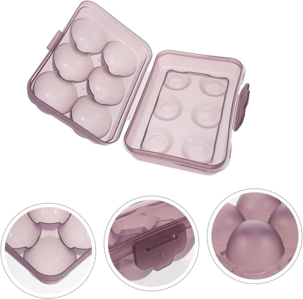 6-Compartment Egg Storage, Portable Transparent PP Material for Refrigerator Picnics Hiking, Purple V1188-MS-325-1551