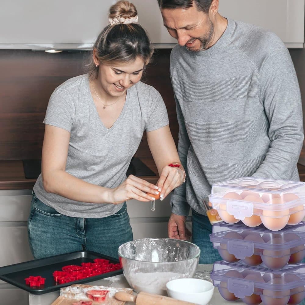 6-Compartment Egg Storage, Portable Transparent PP Material for Refrigerator Picnics Hiking, Purple V1188-MS-325-1551