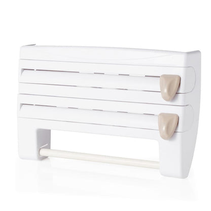 Multifunctional Foil Cutter Wall Holder for Plastic and Aluminum Foil with Kitchen Paper, 39x10x24cm, White V1188-MS-325-1555