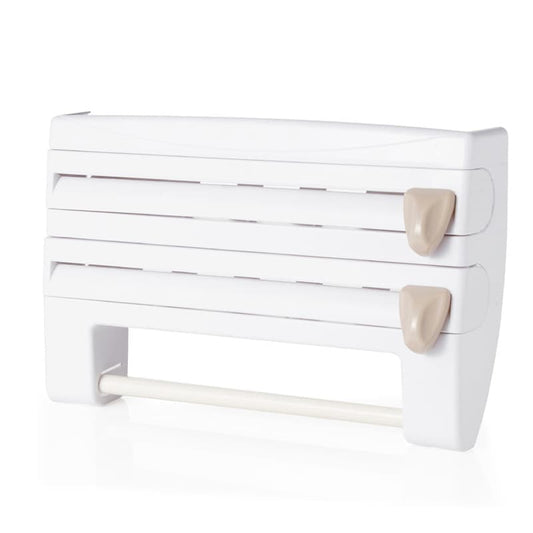 Multifunctional Foil Cutter Wall Holder for Plastic and Aluminum Foil with Kitchen Paper, 39x10x24cm, White V1188-MS-325-1555