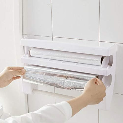 Multifunctional Foil Cutter Wall Holder for Plastic and Aluminum Foil with Kitchen Paper, 39x10x24cm, White V1188-MS-325-1555