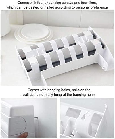 Multifunctional Foil Cutter Wall Holder for Plastic and Aluminum Foil with Kitchen Paper, 39x10x24cm, White V1188-MS-325-1555