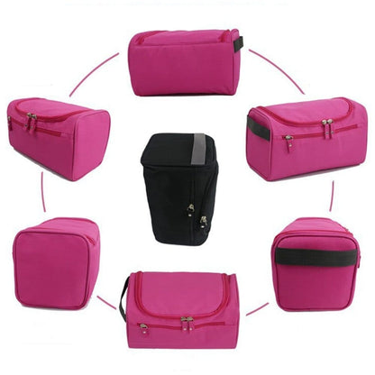 Waterproof makeup bag with 3 compartments and handle, hanging toiletry bag for men and women, dark blue V1188-MS-325-1556