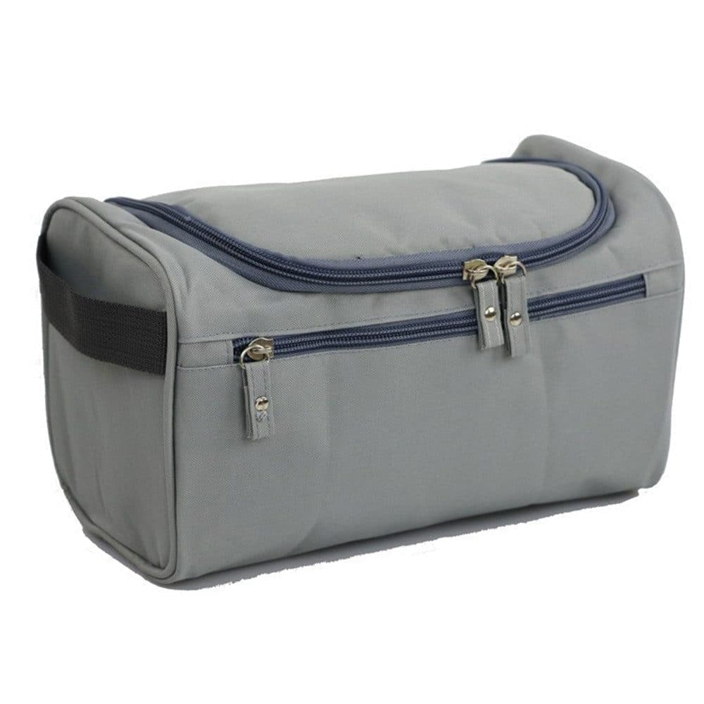 Waterproof makeup bag with 3 compartments and handle, hanging toiletry bag for men and women, Gray V1188-MS-325-1557