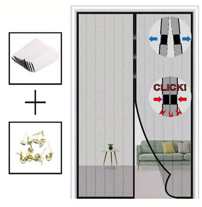 Magnetic insect screen door with automatic closing, quiet durable scratch-resistant breathable mesh for V1188-MS-325-1573
