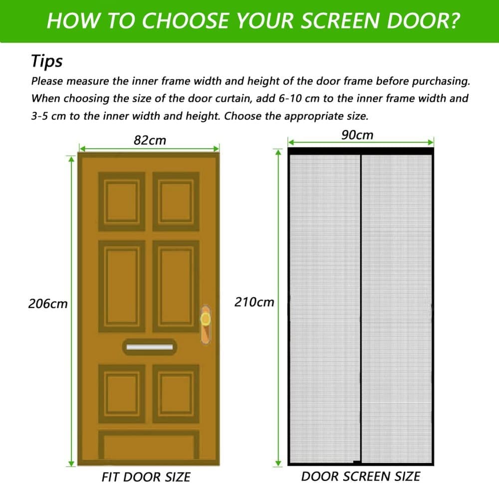 Magnetic insect screen door with automatic closing, quiet durable scratch-resistant breathable mesh for V1188-MS-325-1573