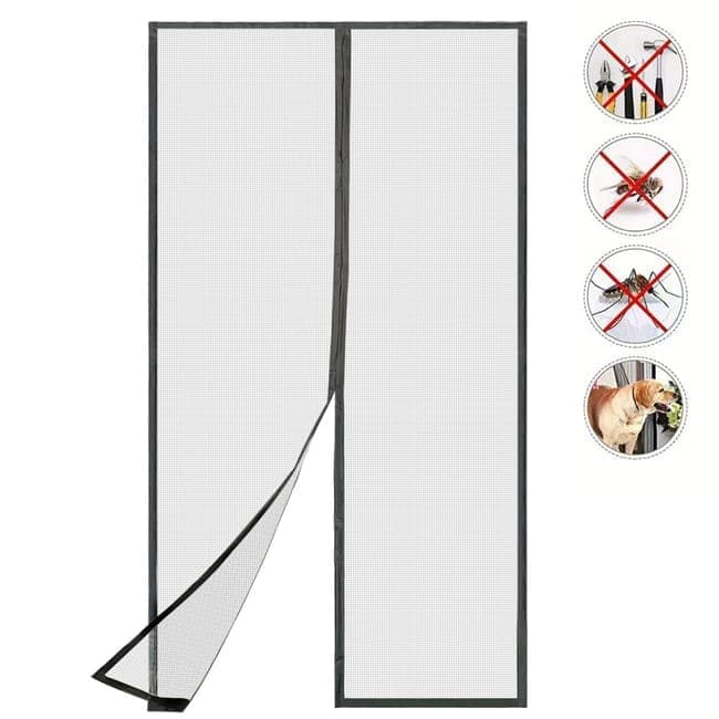 Magnetic insect screen door, automatic closing, durable and scratch-resistant, breathable for insect and V1188-MS-325-1574