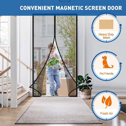 Magnetic insect screen door, automatic closing, durable and scratch-resistant, breathable for insect and V1188-MS-325-1574