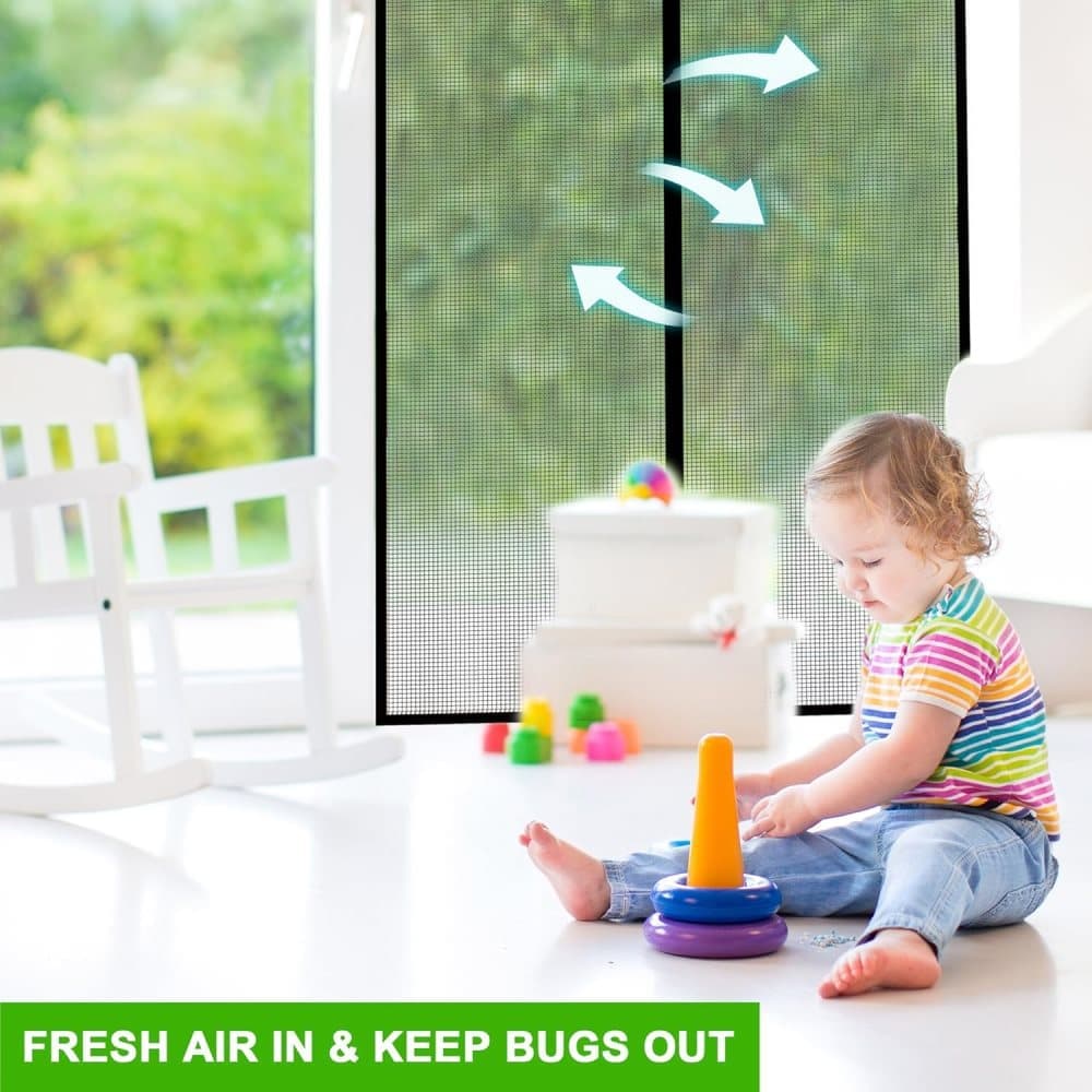 Magnetic insect screen door, automatic closing, durable and scratch-resistant, breathable for insect and V1188-MS-325-1574