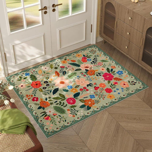 Non-slip Bohemian Floral Doormat Absorbent Dirt-Resistant Machine Washable for Bathroom Hallway and Kitchen, V1188-MS-325-1578