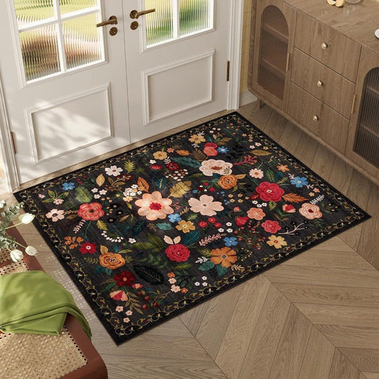 Bohemian Floral Doormat Non-slip Absorbent Dirt-Resistant Machine Washable for Bathroom Hallway and Kitchen, V1188-MS-325-1580