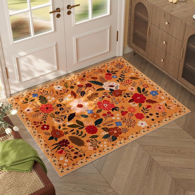 Floral Doormat Non-slip Absorbent Dirt-Resistant Machine Washable for Bathroom Hallway and Kitchen, 40x60cm, V1188-MS-325-1583