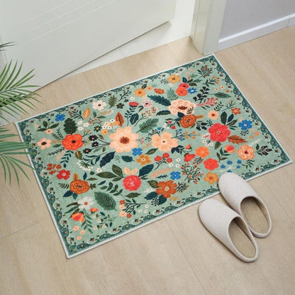 Floral Doormat Non-slip Absorbent Dirt-Resistant Machine Washable for Bathroom Hallway and Kitchen, 40x60cm, V1188-MS-325-1583