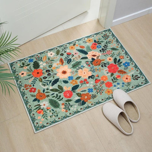 Bohemian Floral Doormat Non-slip Absorbent Dirt-Resistant Machine Washable for Bathroom Hallway and Kitchen, V1188-MS-325-1592
