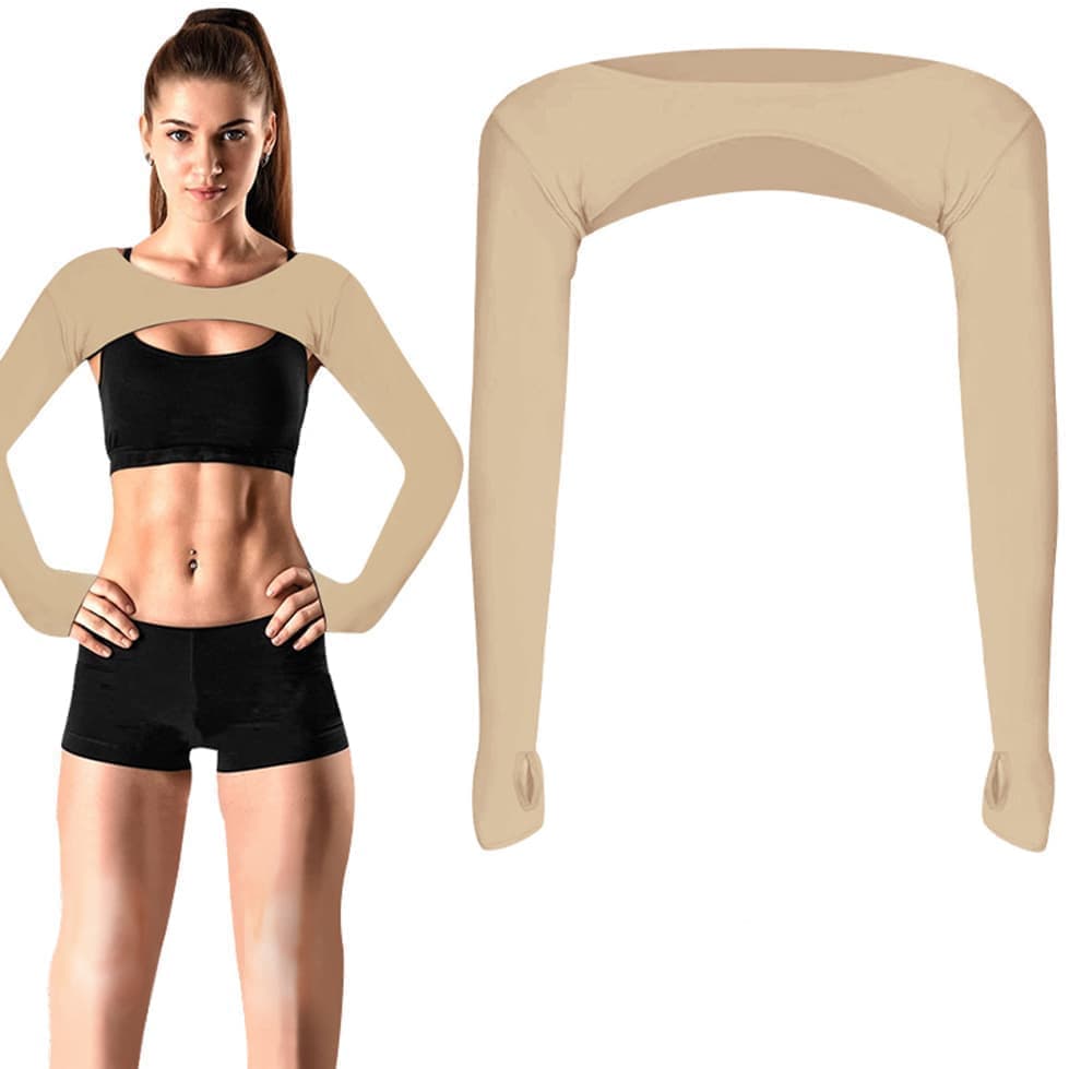 Breathable Quick-Dry Arm Warmers with Shoulder Protection and Thumb Holes, Wood V1188-MS-325-1594