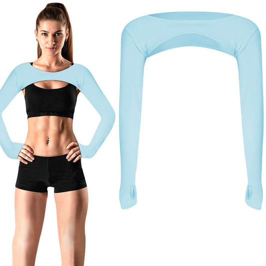 Breathable Quick-Dry Arm Warmers with Shoulder Protection and Thumb Holes, Blue V1188-MS-325-1596