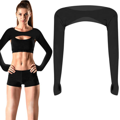 Breathable quick-dry arm warmers with shoulder protection and thumb holes, Black V1188-MS-325-1597