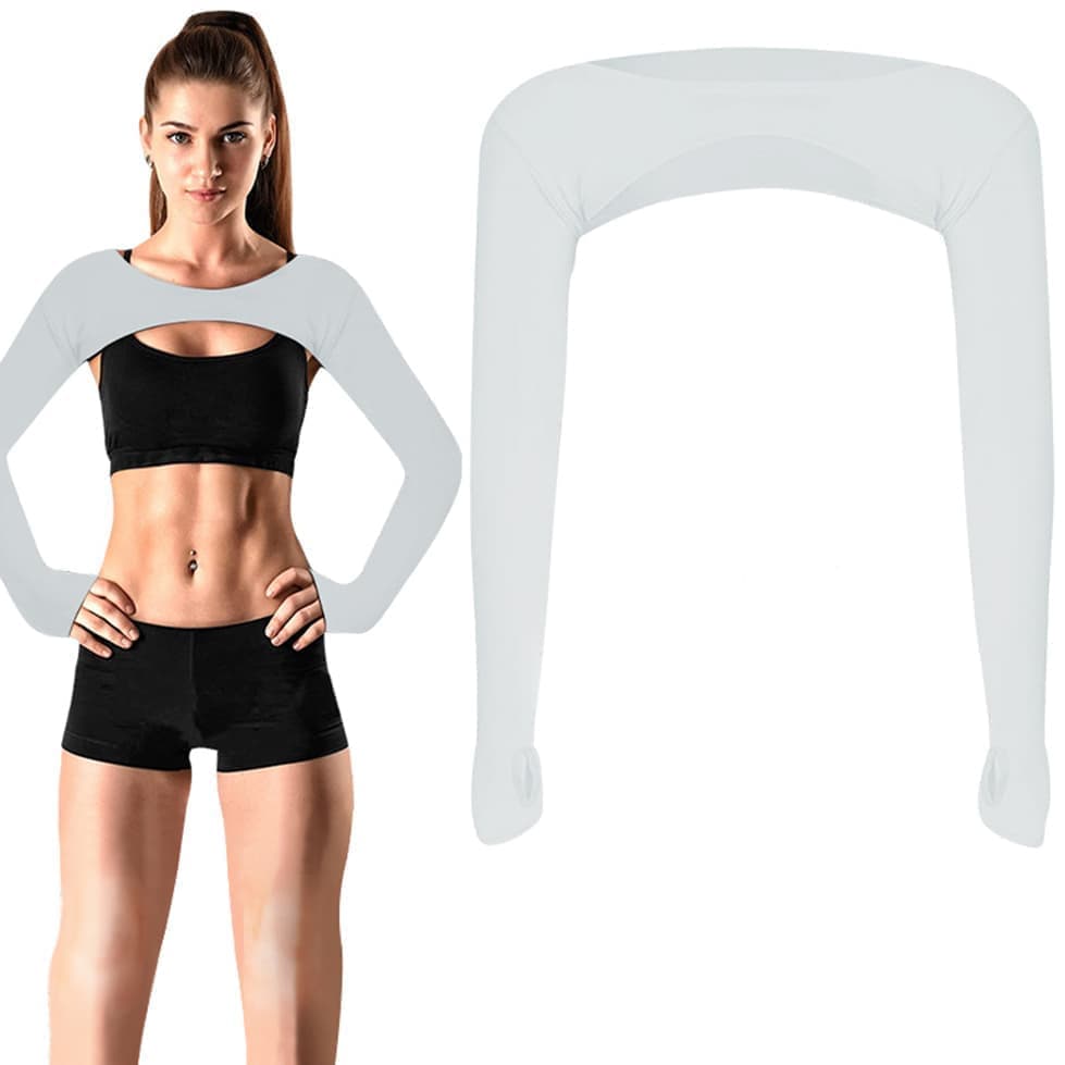 Breathable quick-dry arm warmers with shoulder protection and thumb holes, Gray V1188-MS-325-1598