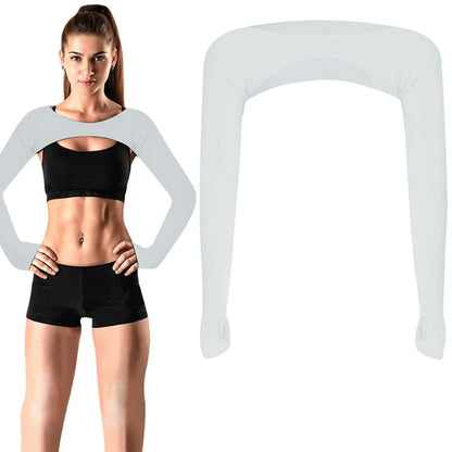 Breathable quick-dry arm warmers with shoulder protection and thumb holes, Gray V1188-MS-325-1598