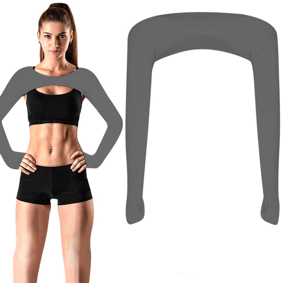 Breathable Quick-Dry Arm Warmers with Shoulder Protection and Thumb Holes, Dark Gray V1188-MS-325-1599