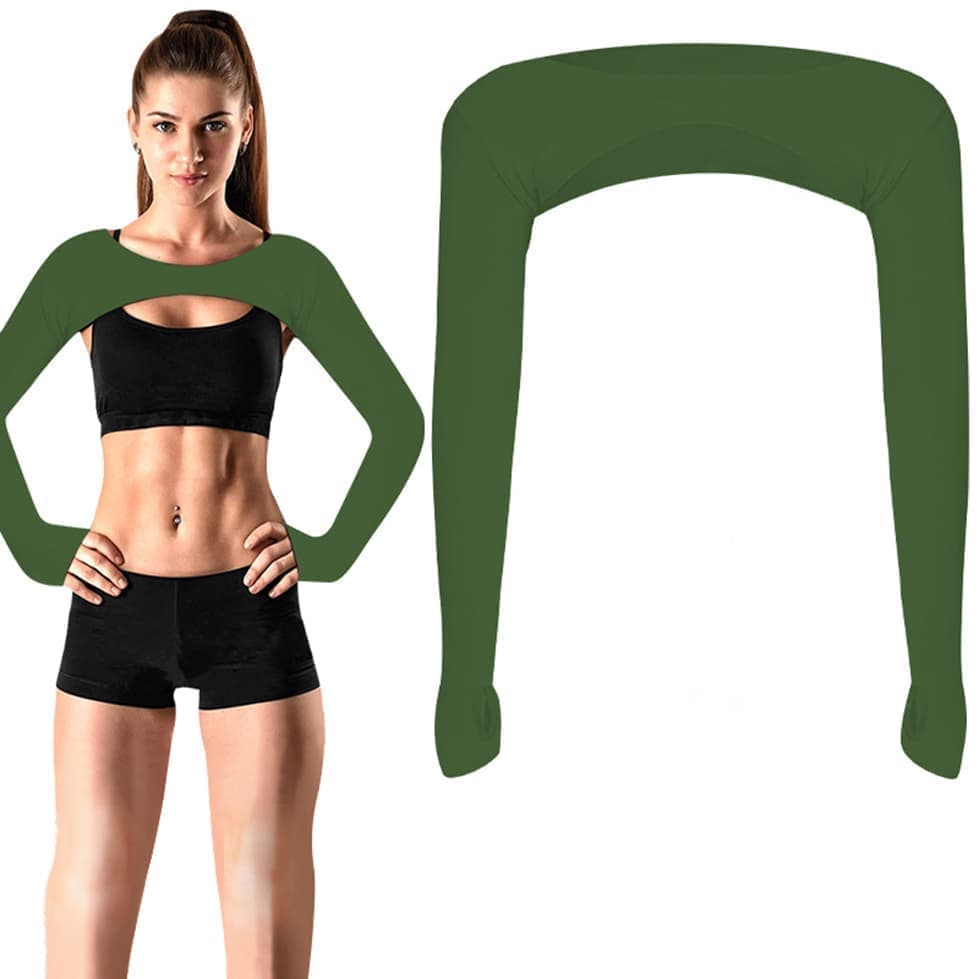 Breathable Quick-Dry Arm Warmers with Shoulder Protection and Thumb Holes, Green V1188-MS-325-1600