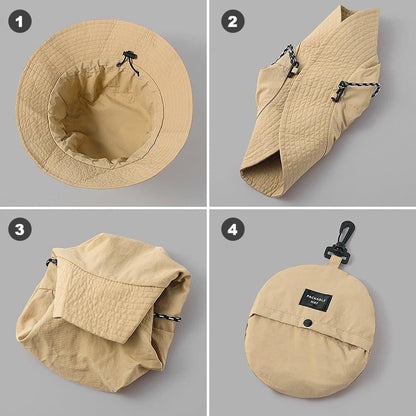 Unisex Foldable Waterproof Fisherman Hat Quick-Drying Sun Protection for Summer Outdoor, Pink V1188-MS-325-1604