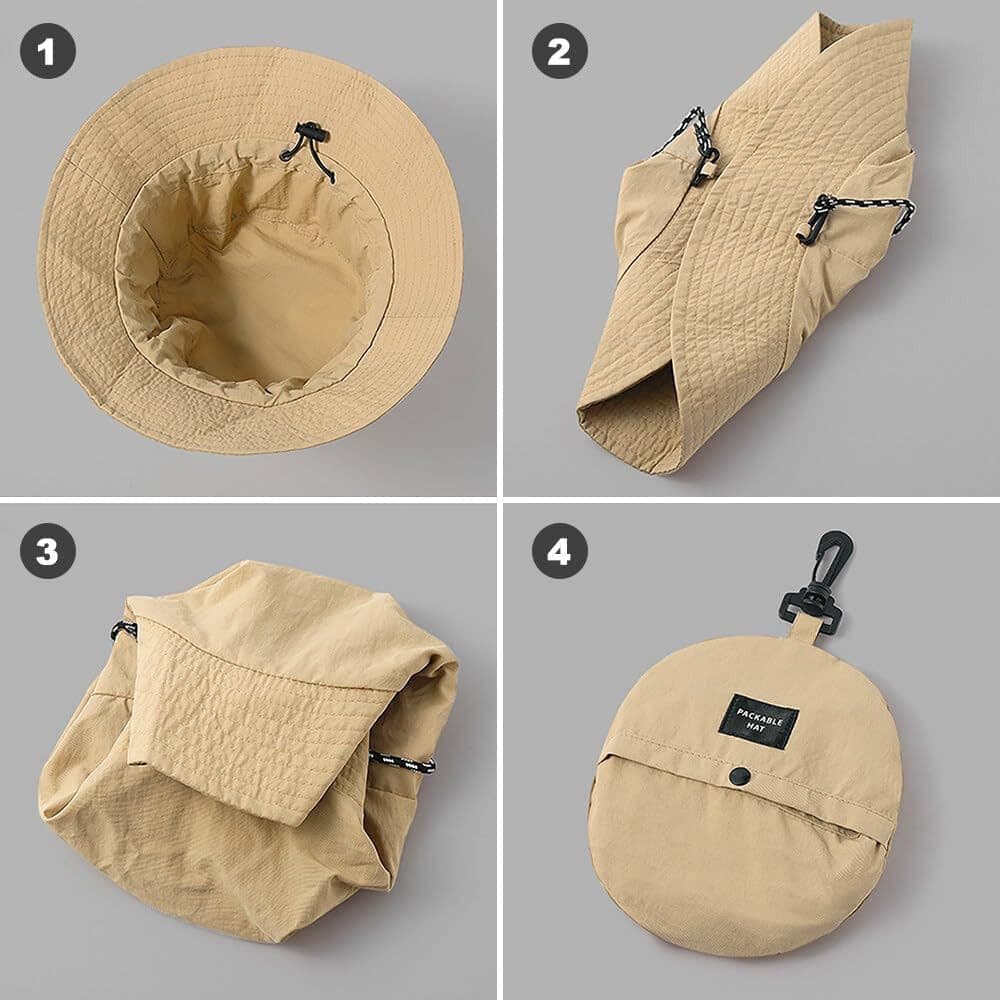 Foldable Waterproof Fisherman Hat Unisex Quick-Drying Sun Protection for Summer Outdoor, Black V1188-MS-325-1605